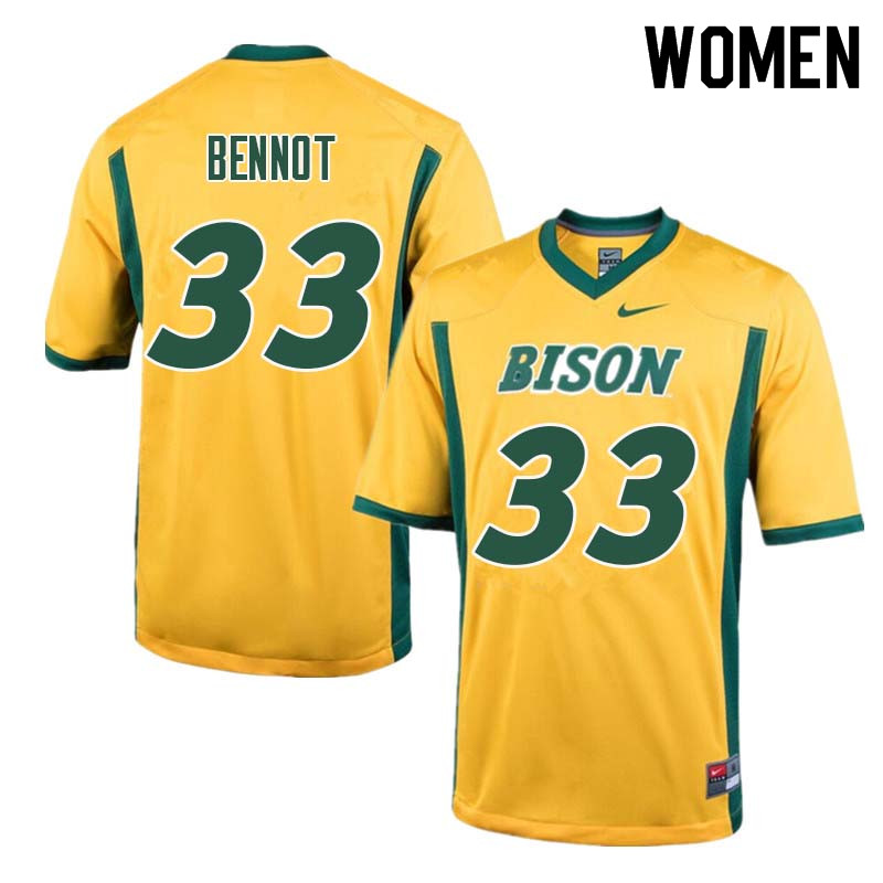 Women #33 Bryce Bennot North Dakota State Bison College Football Jerseys Sale-Yellow - Click Image to Close